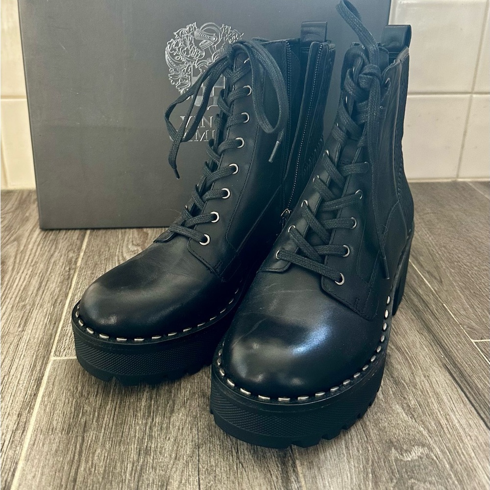 Vince Camuto lace up platform booties